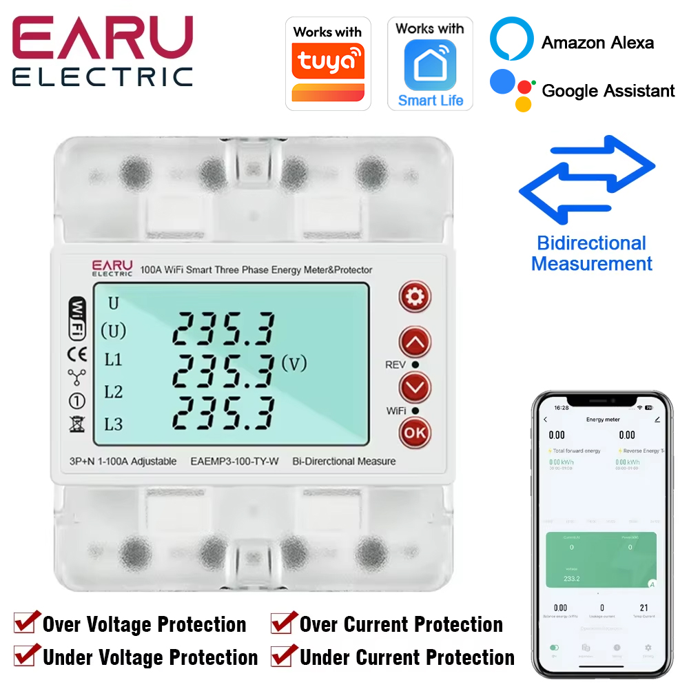 Ac Surge Protector - Compteur d'énergie bidirectionnel intelligent WiFi Tuya